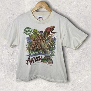 Vintage Tee Single Stitch Short Sleeve White Amazon Rainforest Large T-Shirt Top